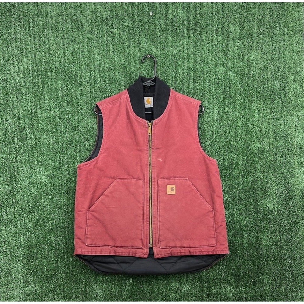 VTG 2000s Medium Carhartt Vest Red RARE Medium Duck Insulated